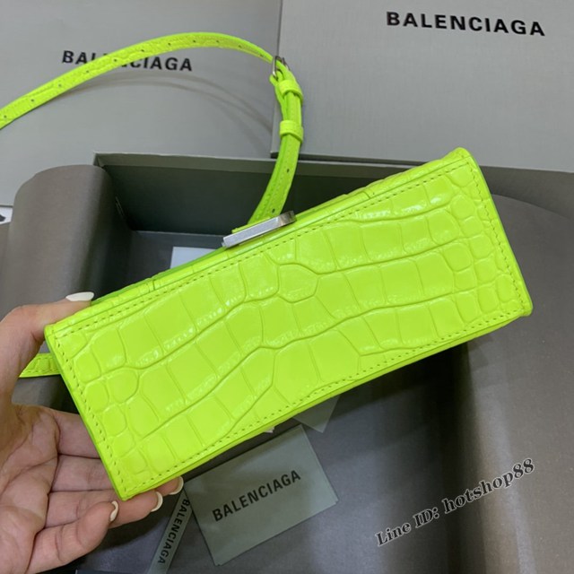 Balenciaga專櫃新款mini號手提肩背女包原單沙漏包 巴黎世家螢光綠沙漏包 fyj1421